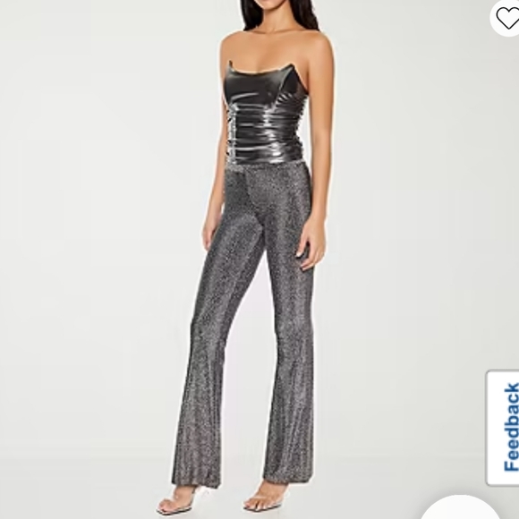 Forever 21 Pull On Glittery Disco Stretch Flare Pants '70s Medium black multi - Picture 1 of 10